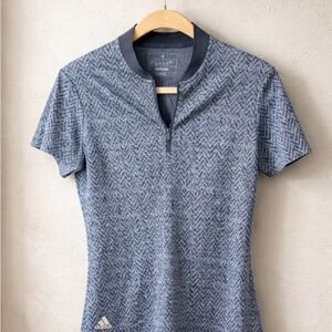 Adidas Blue Patterned Short Sleeve Shirt